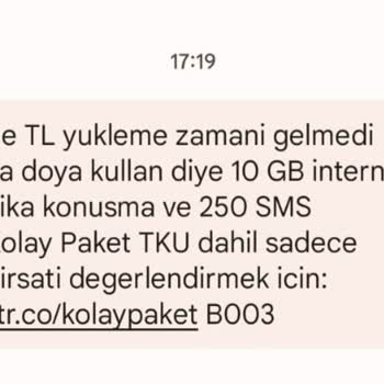 Vodafone 40 TL'ye 10 GB İnternet 750 Dakika 250 SMS Dediler Yükledim Gelmedi