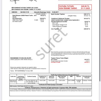 Vodafone SMS Paket Hatası Yüzünden Faturam Fazla Geldi