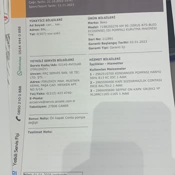 Beko Km 90 Ön Filtre Su Birikmesi