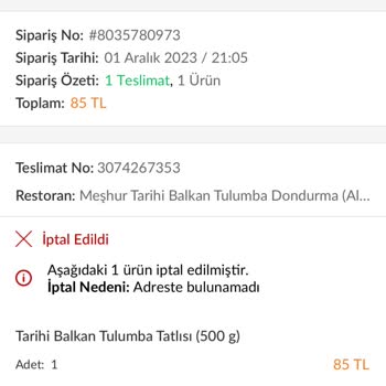 Trendyol Yemek Siparişi Ücret İadesi Yapılmıyor