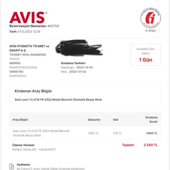 Avis Rezervasyon Aldatmacası
