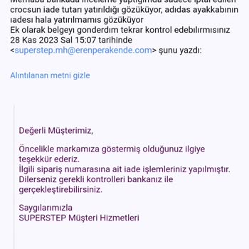 SuperStep Yatırılmayan Para İadesi