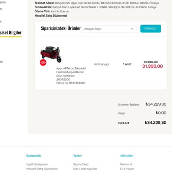 A101 Sitesi Parası Ödenip Satılan Ürünü Göndermiyor.
