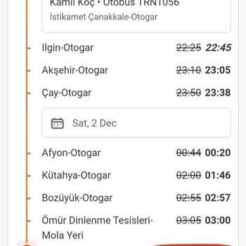 Kamil Koç 1 Saat 15 Dakikalık Gecikme