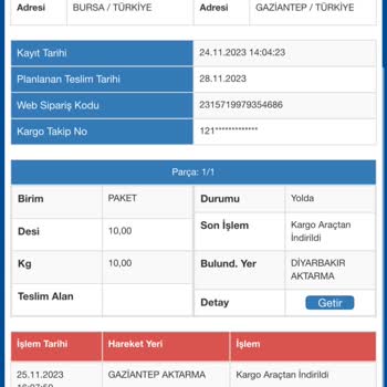 Kastel Kargom Halen Bana Teslim Edilmedi