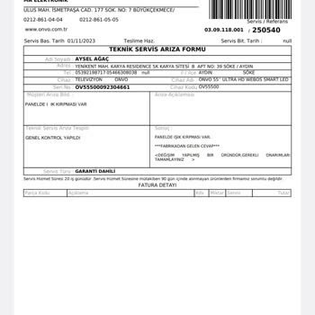 Onvo Televizyon Ekran Arızası