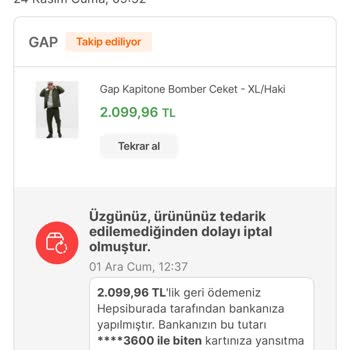 GAP İn Sipariş İptali