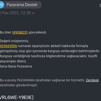 Pazarama'dan Almış Olduğum Ürün 6 Gün İçinde Kargoya Verilmedi