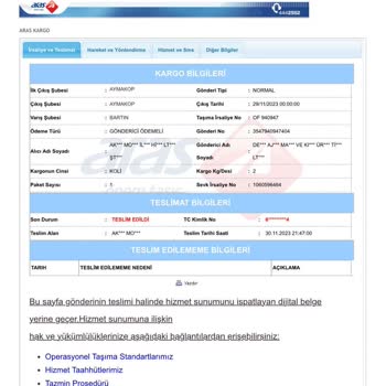 Aras Kargo Gönderi Teslim Edildi Görünüyor Fakat Teslimat Yok