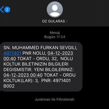 Öz Gülaras Turizm Otobüs Bileti Değişikliği Ve İletişim Sorunları