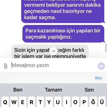 GetirYemek Sipariş İptal Edememek