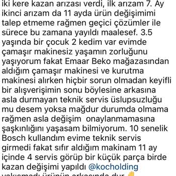 Beko Çamaşır Makinesi 1 Sene Olandan Kazan Patladı