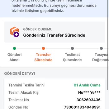 Trendyol Express Ürünüm Hala Transfer Merkezinde.