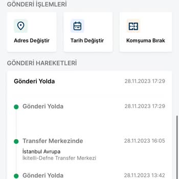 Trendyol Express Ürünüm Hala Transfer Merkezinde.
