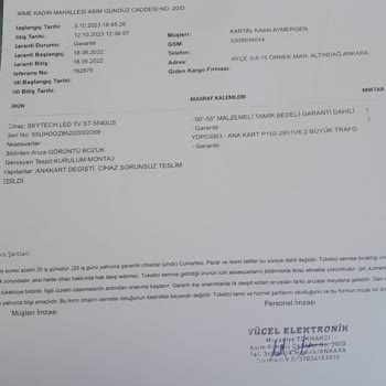 Skytech Garantiye Gönderilen Ürün İade Edilememesi