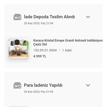 Karaca Züccaciye Siparişim Gelmediği Halde İptal Ettim Para İadem Halen Gerçekleşmedi