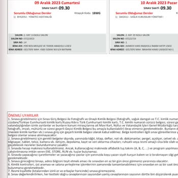 Anadolu Üniversitesi Sınav Yeri Değişlikliği