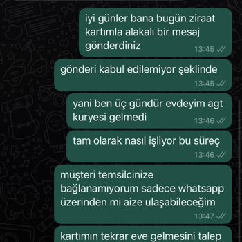 AGT Kurye Ziraat Kartımı Getirmiyor