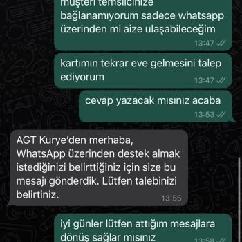 AGT Kurye Ziraat Kartımı Getirmiyor