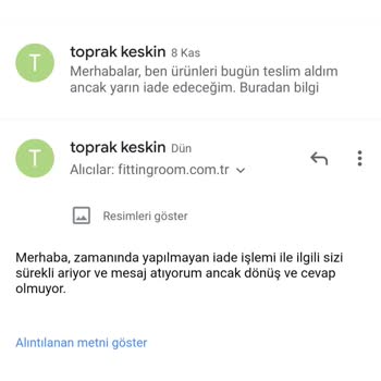 Fitting Room Ürün İadem Gerçekleşmesi