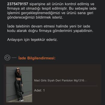 Madmext İadem Kabul Edilmedi