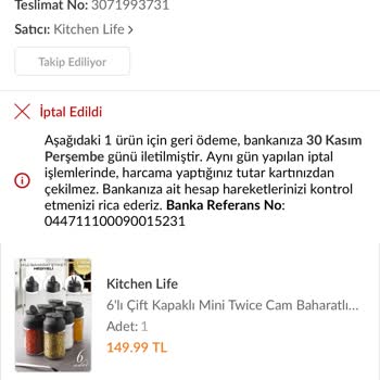 Trendyol İptal İşleminde Hizmeti Kargo Ücreti İade Edilmemesi