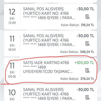 TCDD Bilet Ücreti İade Edilmedi!
