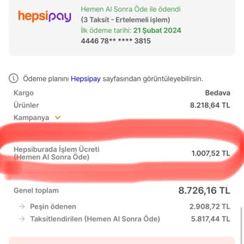 Hepsiburada Haksız İşlem Ücreti Mağduriyeti