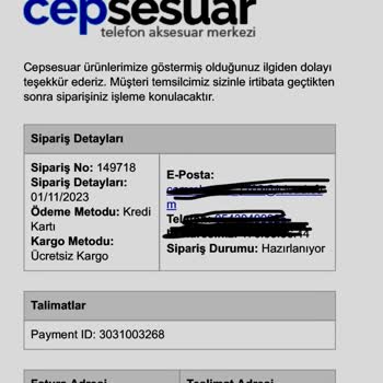 Cepsesuar İptal Edilen Ürünün Ücret İadesi Yapılmadı