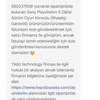 Hepsiburada'dan Aldığım Ürünün Faturası Yok.