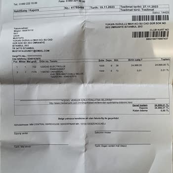 Media Markt Tan Aldığım Electrolux Kurutma Makinesinin 19.11.2023 Den