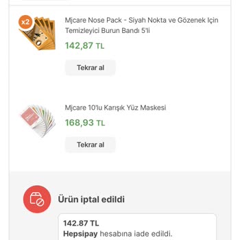 Hepsiburada İptal Edilen Ürün Teslim Edilmiş