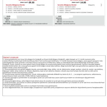 Kendi Kendine Açıköğretim Sınav Yeri Değişikliği