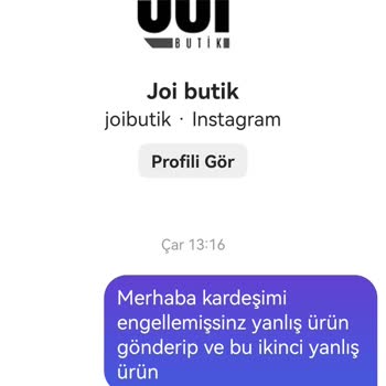 Joi Butik Yanlış Ürün Gönderdi