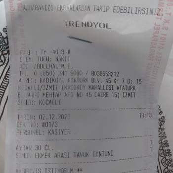 Trendyol Yanlış Yemek Siparişi