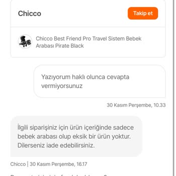Chicco Ve Hepsiburada Eksik Ürün Gönderdiler Ve Kabul Etmiyorlar