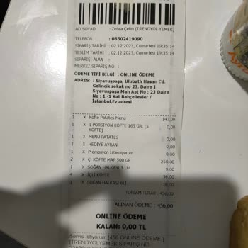 Köfteci Yusuf Eksik Sipariş Getirme