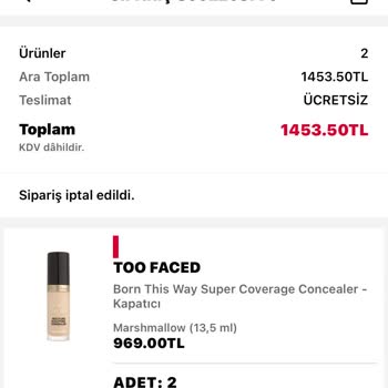 Sephora İndiriminden Alınan Ürünlerin Sebepsiz Yere İptal Edilmesi