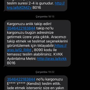 Aras Kargo Kargom Teslim Edilmiş Bana Ulaşan Bir Kargo Yok
