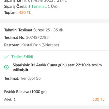 Trendyol Yemek Güvenip Tatlı Siparişi Vermeyin Ben Yandım