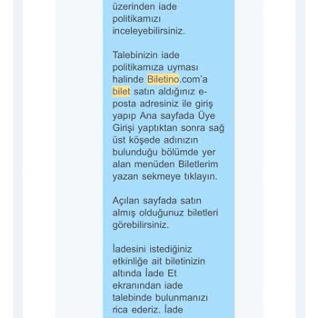 Biletino Yanlış Yönlendirme Sonucu Alınan Hatalı Bileti İade Almıyor.