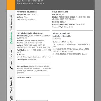 Arçelik Markasına Ait Çamaşır Makinesi