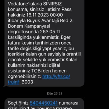 Vodafone Online Rezerve Edilmiş Yeni Hat