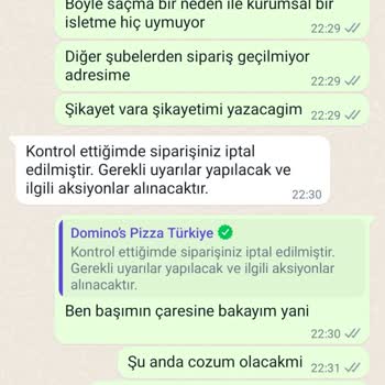 Domino's Pizza Anlamsız Sipariş İptali