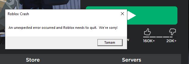 Roblox hata veriyor açılmıyor