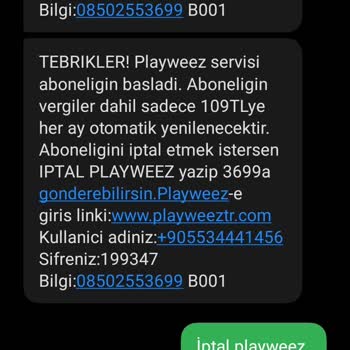 Playweez Üyelik Ücreti İade Si