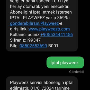 Playweez Üyelik Ücreti İade Si