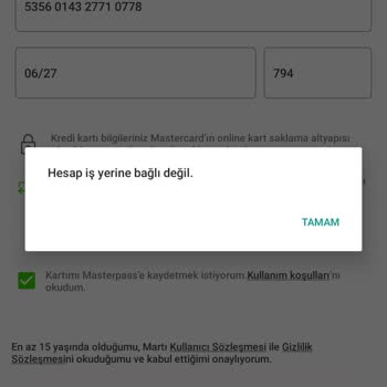 Martı Kart Bilgisi Giremiyorum