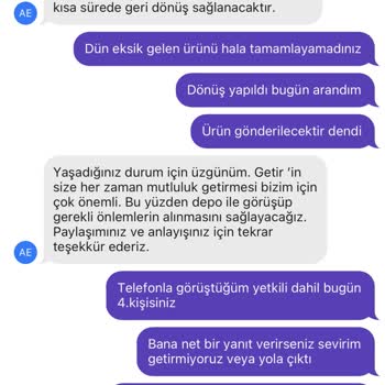 Getirin Eksik Getirdiğini Ürünü (stokta Var) Getirmeme Çabası