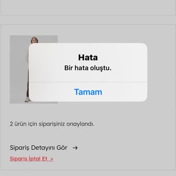 Mavi Com Sipariş İptal Hata Mesajı